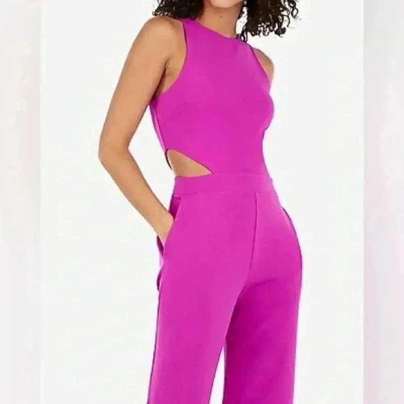 Express Pants - Express Jumpsuit Pink Cut Out Side Jumpsuit Size Small Sleeveless Womens